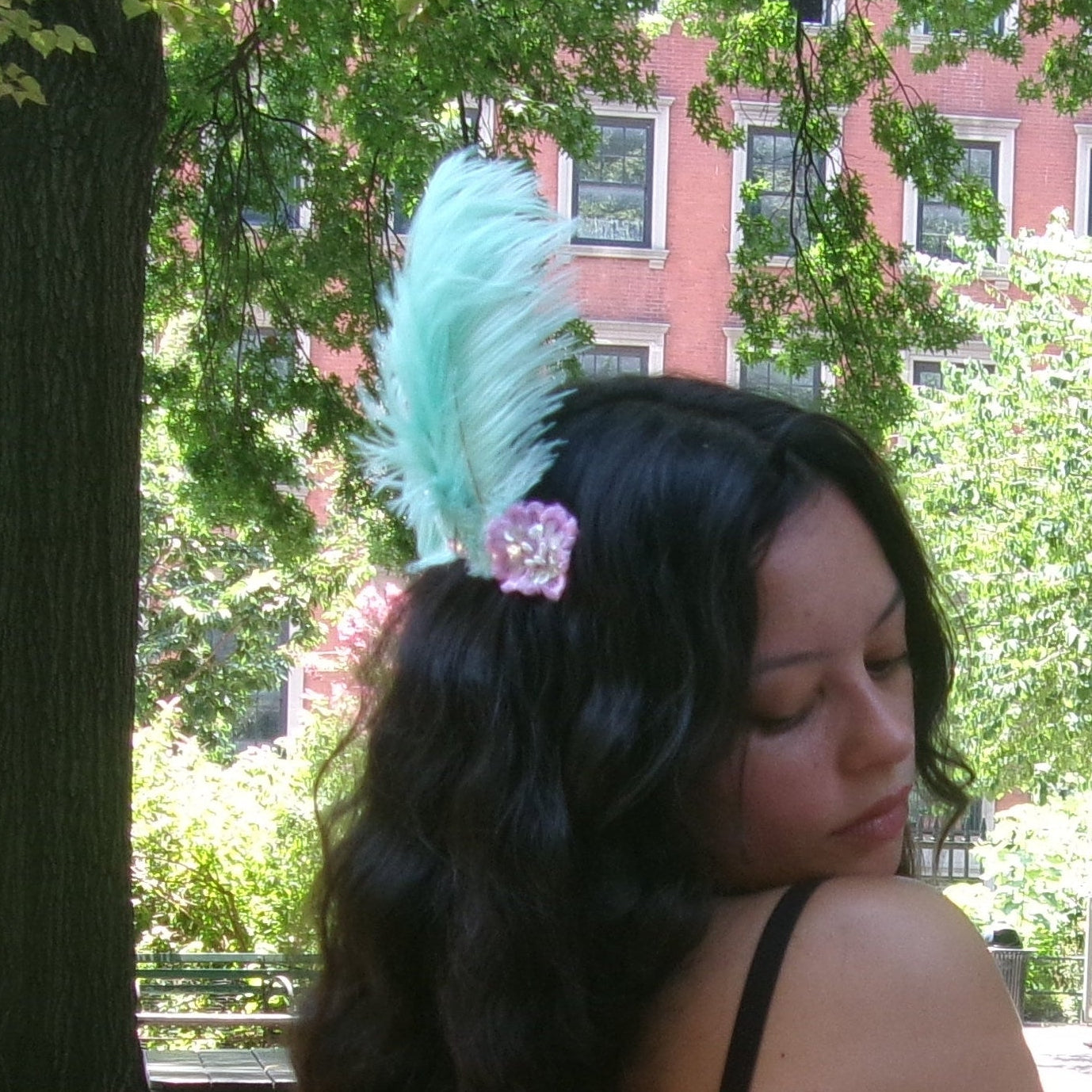 Teal Feather Comb